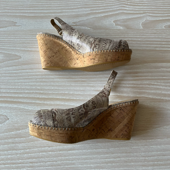 Stuart Weitzman sandal Jean slingback peep toe cork wedge size 9 NWOT - Picture 15 of 17